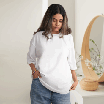 Ladies' Oversized Crew Neck T-Shirt – White