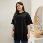 Ladies' Oversized Crew Neck T-Shirt – Black
