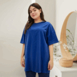 Ladies' Oversized Crew Neck T-Shirt – Dark Blue
